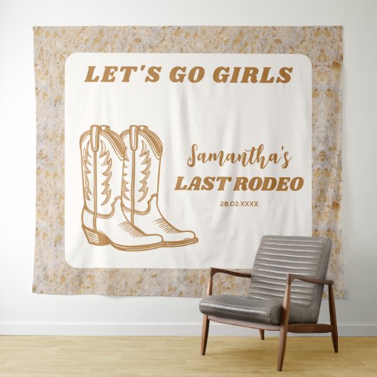 Letzte Rodeo Western Cowgirl Junggeselinnen-Abschi Wandteppich (Beispiel (Horizontal))