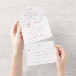 Letzte Rose Goldkalligrafie Hochzeit All In One Einladung