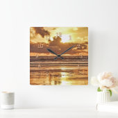 LETZTE RUFE GOLDEN SUNSET SURFER QUADRATISCHE WANDUHR (Zuhause)