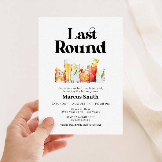 Letzte Runde Bachelor Retro Vintager Stil Einladung