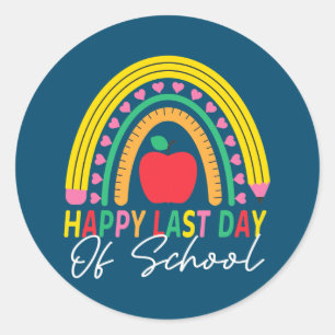 Letzte Schule Bekleidung Abschluss Rainbow Lehrer Runder Aufkleber