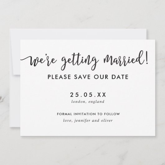Letzte Skript-Schriftart-Overlay-Save the Date-Kar Save The Date (Rückseite)