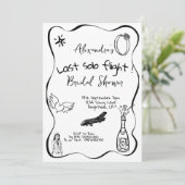 Letzte Solo Flight Hand Bridal Dusche Einladung (Stehend Vorderseite)