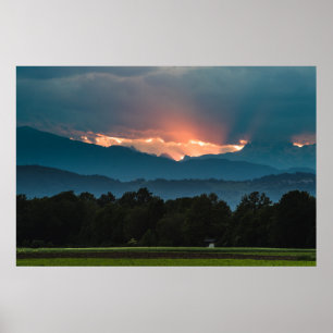 Letzte Sonnenstrahlen vor Sonnenuntergang Poster