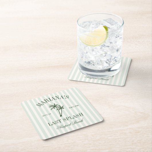 Letzte Splash Beach Palms Bachelorette Rechteckiger Pappuntersetzer (Vor Ort)