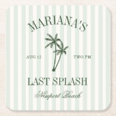 Letzte Splash Beach Palms Bachelorette Rechteckiger Pappuntersetzer (Vorderseite)