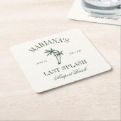 Letzte Splash Beach Palms Bachelorette Rechteckiger Pappuntersetzer (angewinkelt)