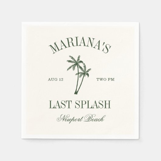 Letzte Splash Beach Palms Bachelorette Serviette (Vorderseite)