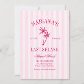 Letzte Splash Beach Palms Hot Pink Bachelorette Einladung (Vorderseite)