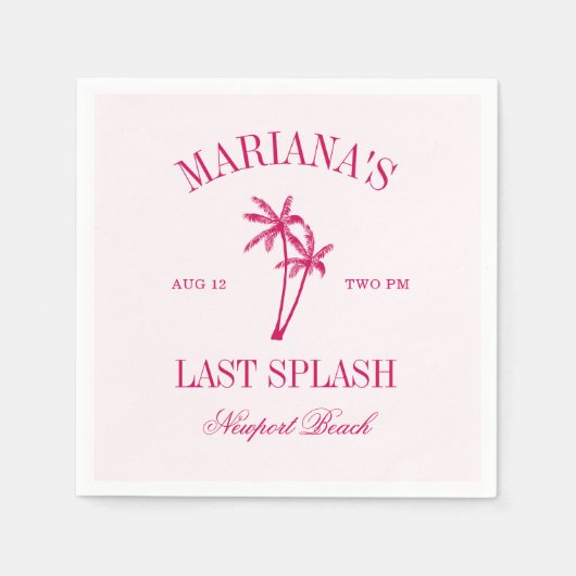 Letzte Splash Beach Palms Hot Pink Bachelorette Serviette (Vorderseite)
