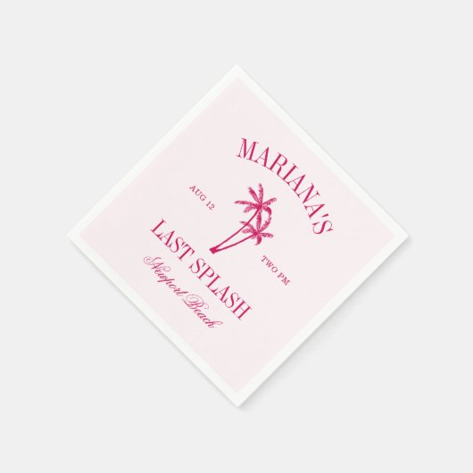Letzte Splash Beach Palms Hot Pink Bachelorette Serviette (Ecke)