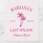 Letzte Splash Beach Palms Hot Pink Bachelorette Weinetikett (Einzelnes Label)