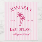 Letzte Splash Beach Palms Hot Pink Bachelorette Weinetikett (Einzelnes Label)