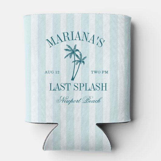 Letzte Splash Blue Aquamarin Palms Bachelorette Dosenkühler (Rückseite)