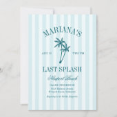 Letzte Splash Blue Aquamarin Palms Bachelorette Einladung (Vorderseite)