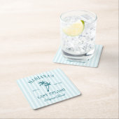 Letzte Splash Blue Aquamarin Palms Bachelorette Rechteckiger Pappuntersetzer (Vor Ort)