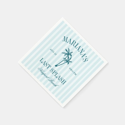 Letzte Splash Blue Aquamarin Palms Bachelorette Serviette (Ecke)