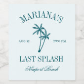 Letzte Splash Blue Aquamarin Palms Bachelorette Weinetikett (Einzelnes Label)