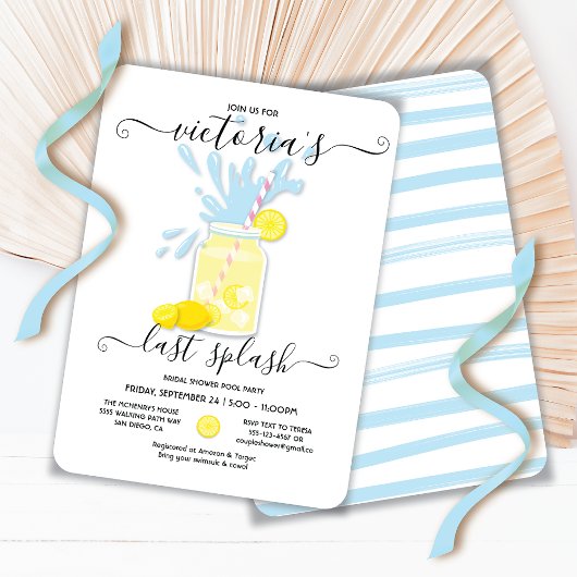 Letzte Splash Lemonade Pool Party Dusche Einladung