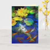 Letzte Strahlen der Sonne, Koi Grußkarte Karte (Gelbe Blume)