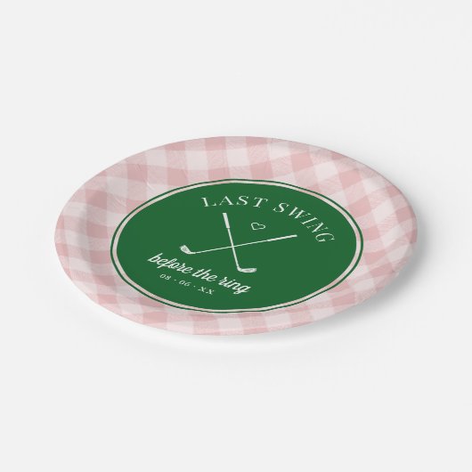 Letzte Swing Golf Bachelorette Pappteller (Schrägansicht)