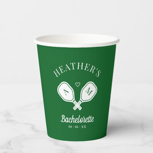 Letzte Swing Pickleball Bachelorette Pappbecher (Rückseite)