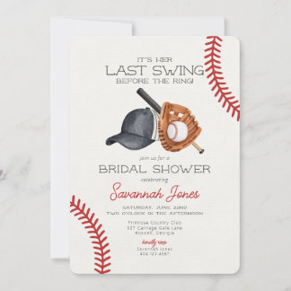 Letzte Swing vor dem Ring-Baseball-Brautparty Einladung