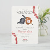 Letzte Swing vor dem Ring-Baseball-Brautparty Einladung (Stehend Vorderseite)