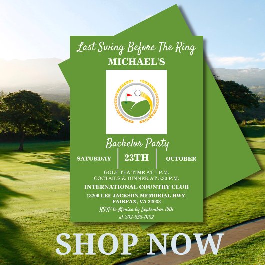Letzte Swing vor dem Ring | Golf Bachelor Party Einladung