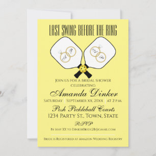 Letzte Swing vor der Ring Hochzeit Pickleball Invi Einladung