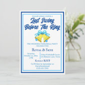 Letzte Swing vor der Ring Pickleball Hochzeit Blue Einladung (Stehend Vorderseite)