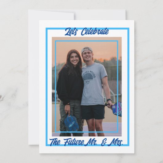 Letzte Swing vor der Ring Pickleball Hochzeit Blue Einladung (Rückseite)