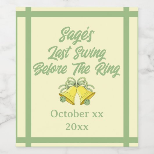 Letzte Swing vor der Ringblende und Creme-Hochzeit Weinetikett (Einzelnes Label)