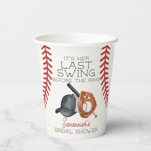 Letzte Swing-Zuhause im Baseball-Brautparty-Dekora Pappbecher (Rückseite)