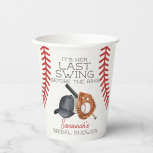 Letzte Swing-Zuhause im Baseball-Brautparty-Dekora Pappbecher