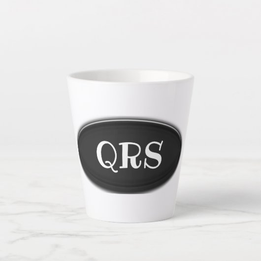 Letzte Tasse - Schwarzes Oval mit Initialen (Vorderseite)