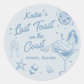 Letzte Toast Coast Beach Bachelorette Aufkleber (Vorderseite)