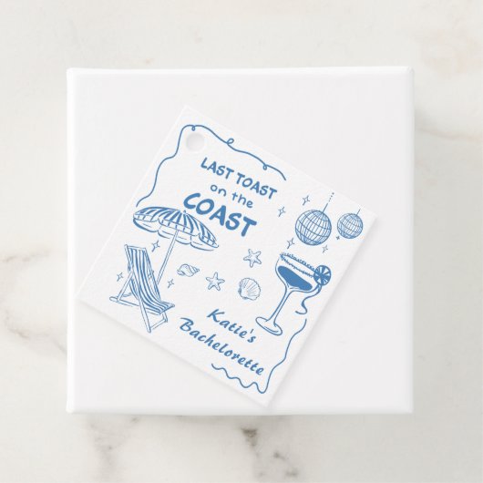 Letzte Toast Coast Beach Handgezeichnet Blue Bache Geschenkanhänger (Beispiel)