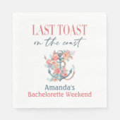 Letzte Toast Küste Bachelorette Weedkend Dekoratio Serviette (Vorderseite)