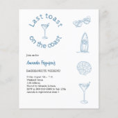 Letzte Toast-Küste Bachelorette-Wochenende Einladu (Vorderseite)