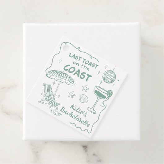Letzte Toast Küste Handgezeichnet Green Bacheloret Geschenkanhänger (Beispiel)