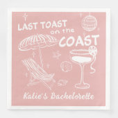 Letzte Toast Küste rosa handgezeichnete Bacheloret Serviette (Vorderseite)