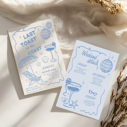 LETZTE TOAST RETRO DOODLE BACHELORETTE WOCHE EINLADUNG