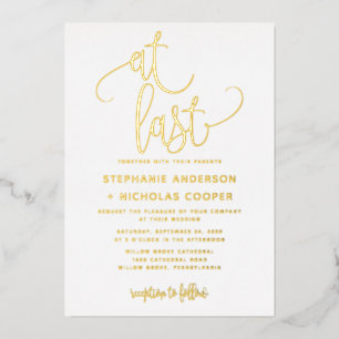 Letzten Endes eine schöne Script-Typografie-Hochze Folieneinladung