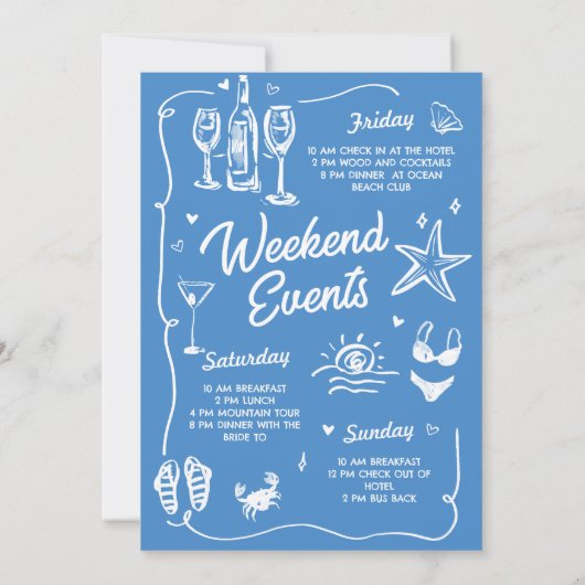 Letzten Toast am Blue Bachelorette Wochenende Einladung (Rückseite)