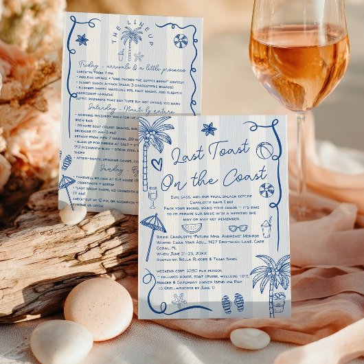 Letzten Toast am Blue Bachelorette Wochenende Einladung