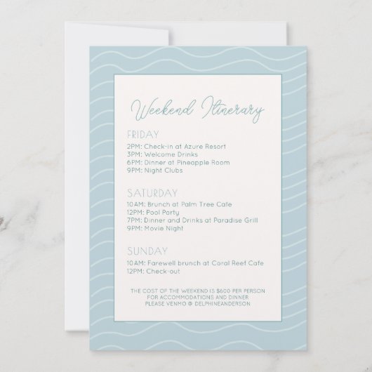 Letzten Toast am Blue Bachelorette Wochenende Einladung (Rückseite)