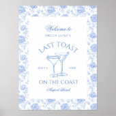 Letzten Toast am Coast Beach Floral Bachelorette Poster (Vorne)