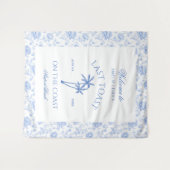 Letzten Toast am Coast Beach Palm Blue Floral Wandteppich (Vorderseite (Horizontal))