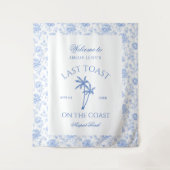 Letzten Toast am Coast Beach Palm Blue Floral Wandteppich (Vorderseite)